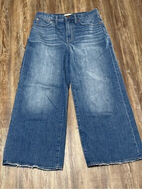 Madewell Wide Leg Crop Jeans Women's 29 Stretchy in Finney Wash Baggy Denim